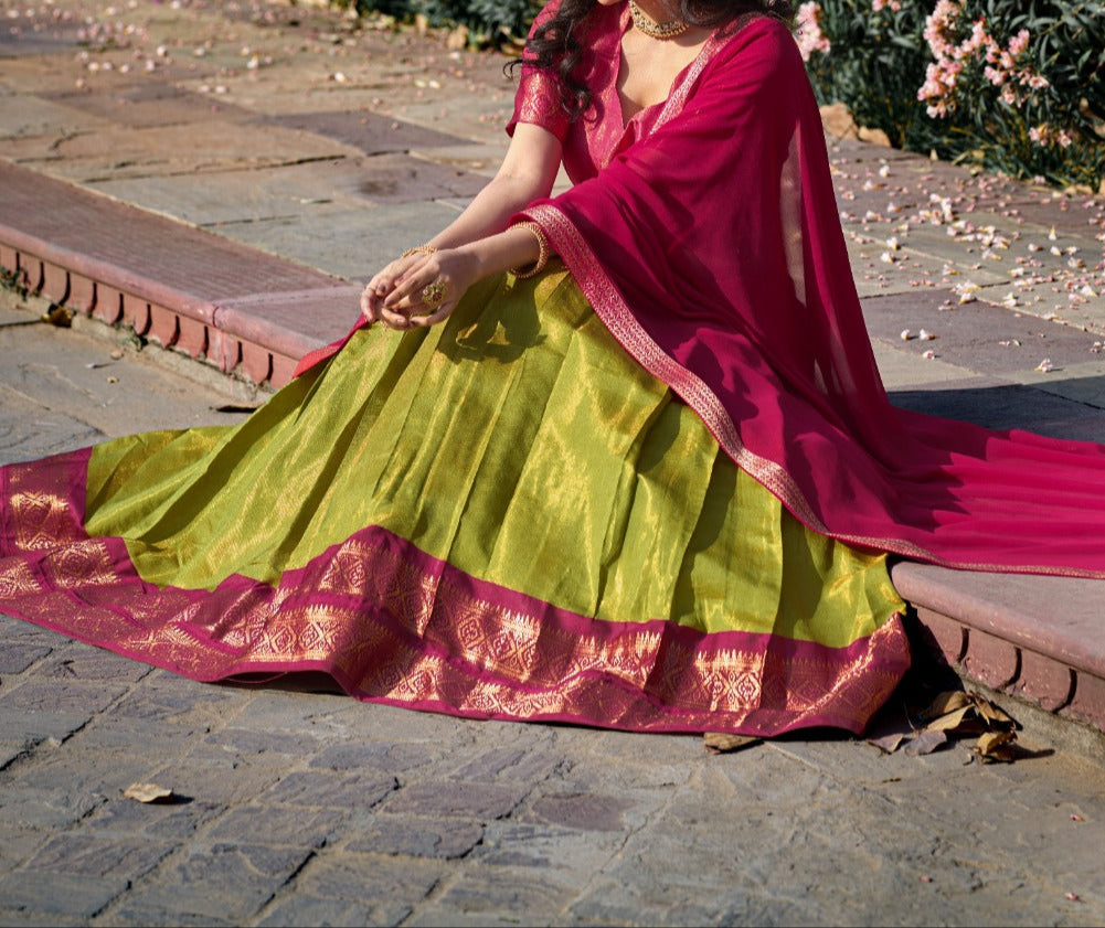 South-style Designer Kanchipuram Silk lehenga