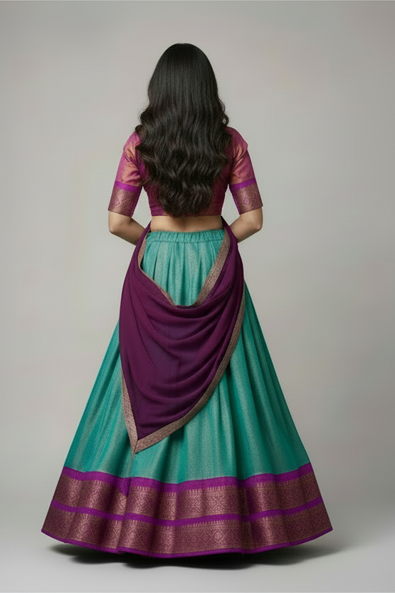 South-style Designer Kanchipuram Silk lehenga
