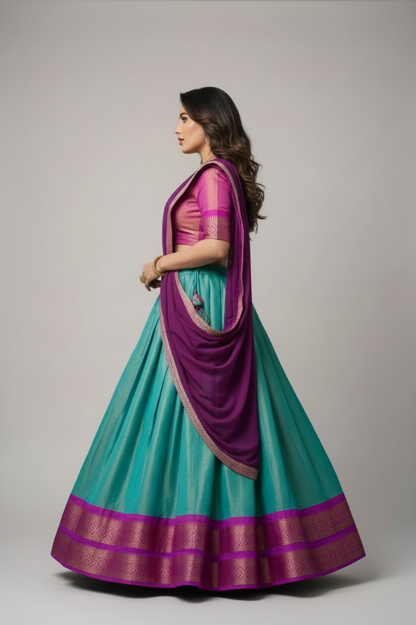 South-style Designer Kanchipuram Silk lehenga