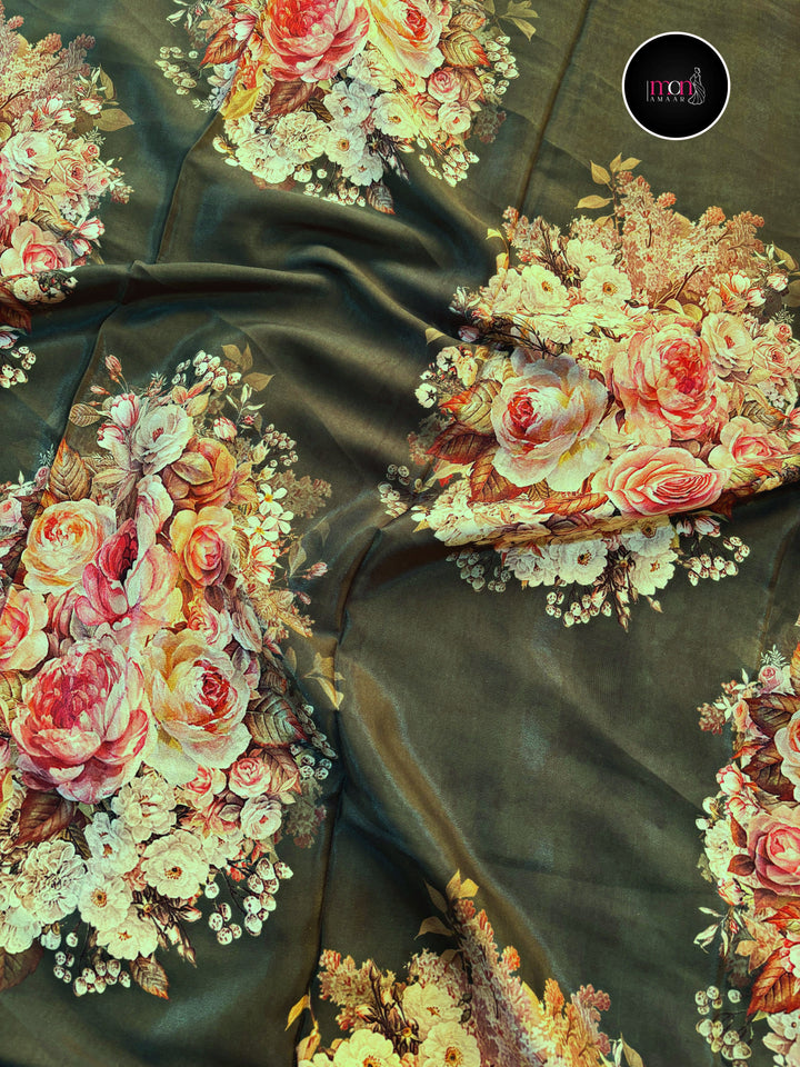 Elysian Dream - Fancy Satin Silk Digital Print Saree