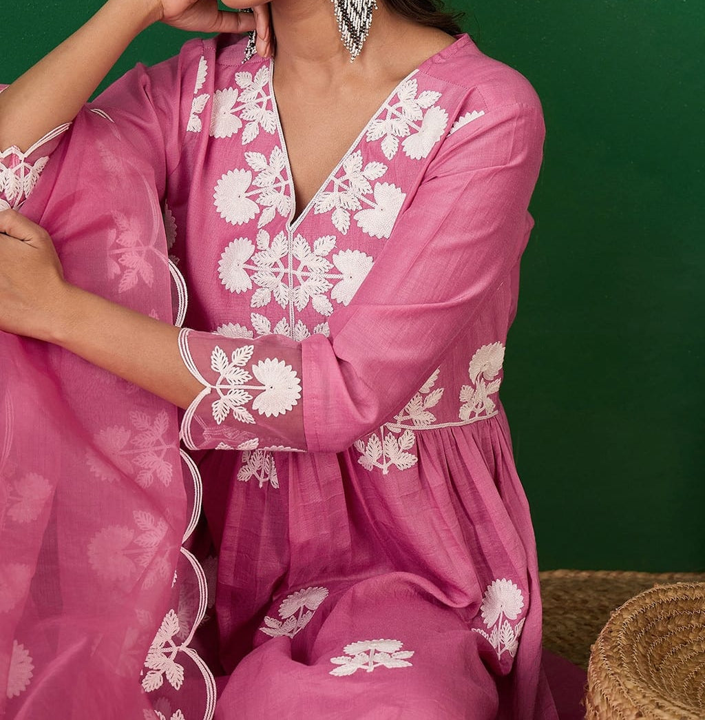 Extra Layers Of Love Fancy Silk Pink Kurti Set