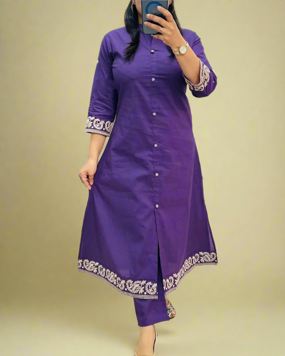 Blazing Bright Cotton Kurti Set