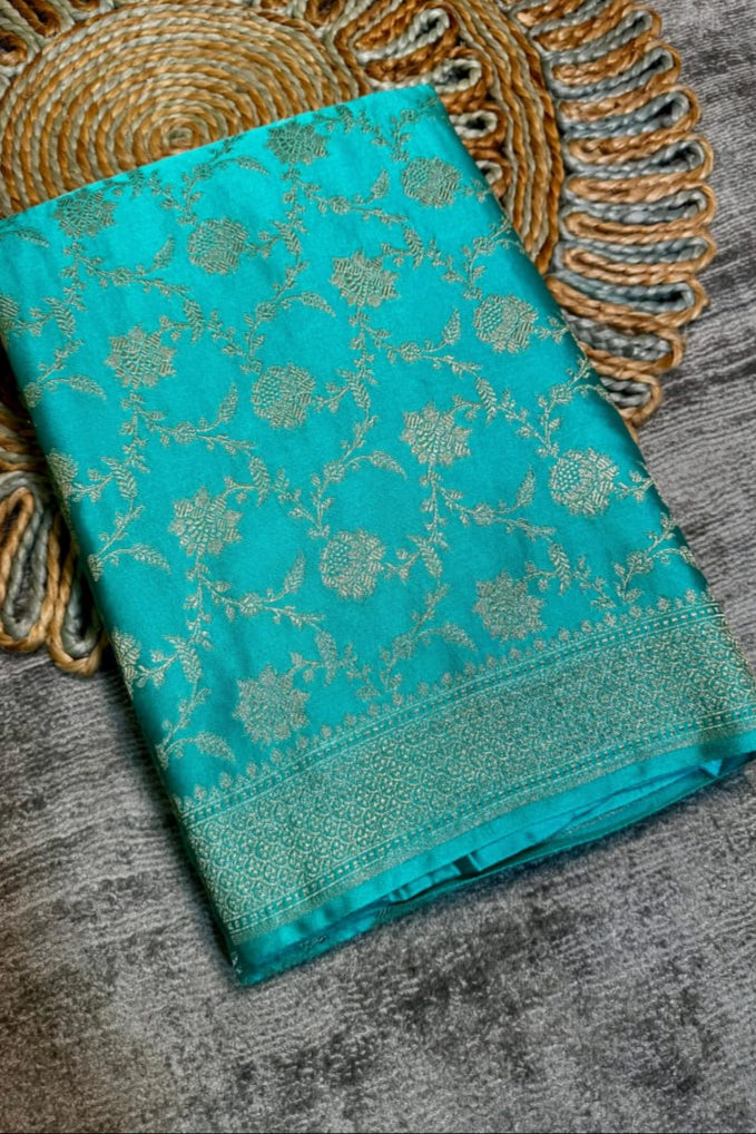 Eternal Love Bond Banarasi Mashru Katan Blue Silk Saree