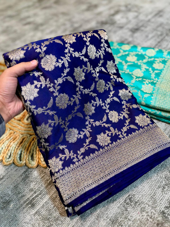 Eternal Love Bond Banarasi Mashru Katan Blue Silk Saree