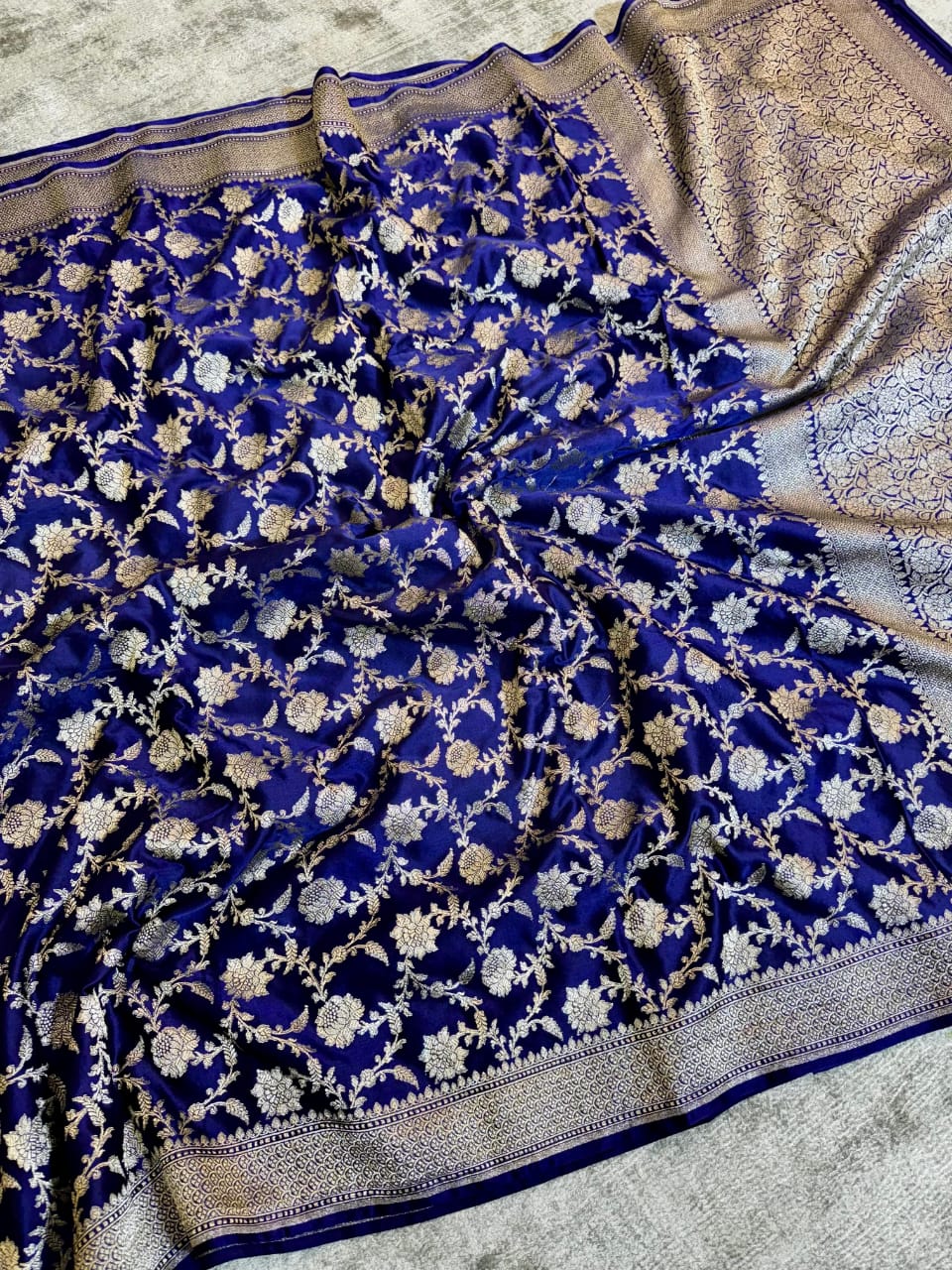 Eternal Love Bond Banarasi Mashru Katan Blue Silk Saree