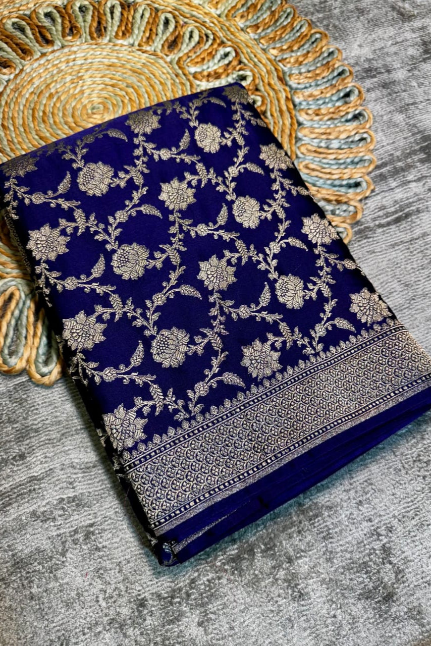 Eternal Love Bond Banarasi Mashru Katan Blue Silk Saree