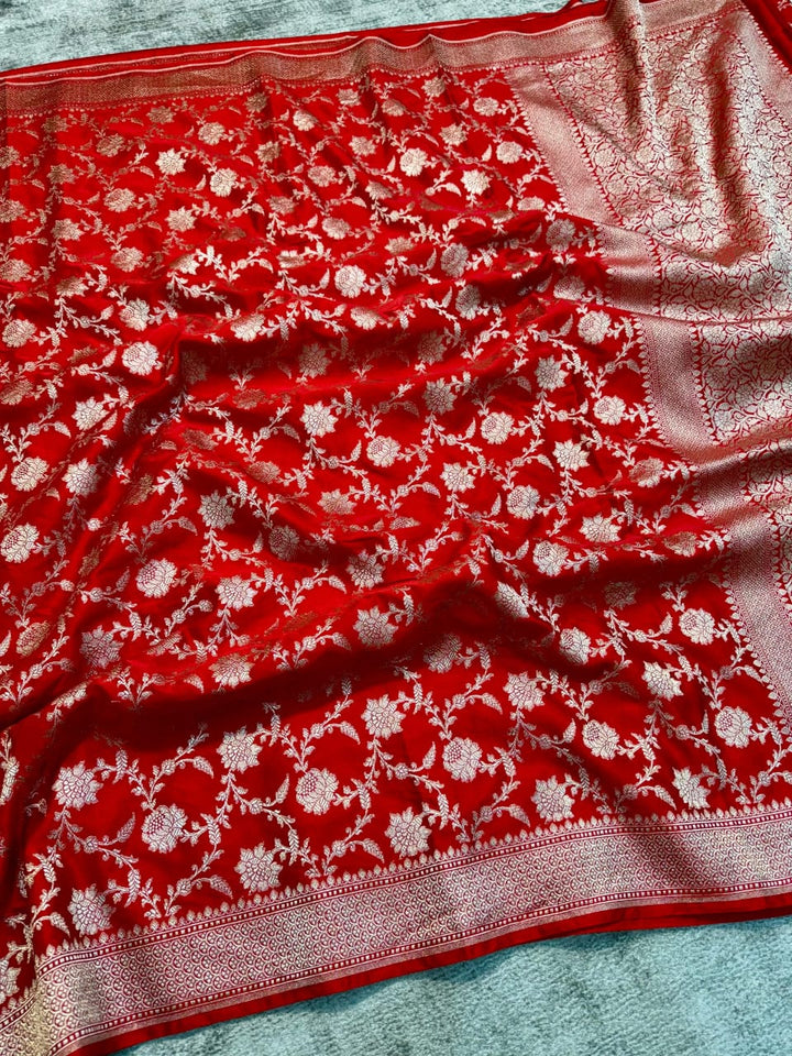 Eternal Love Bond Banarasi Mashru Katan Red Silk Saree