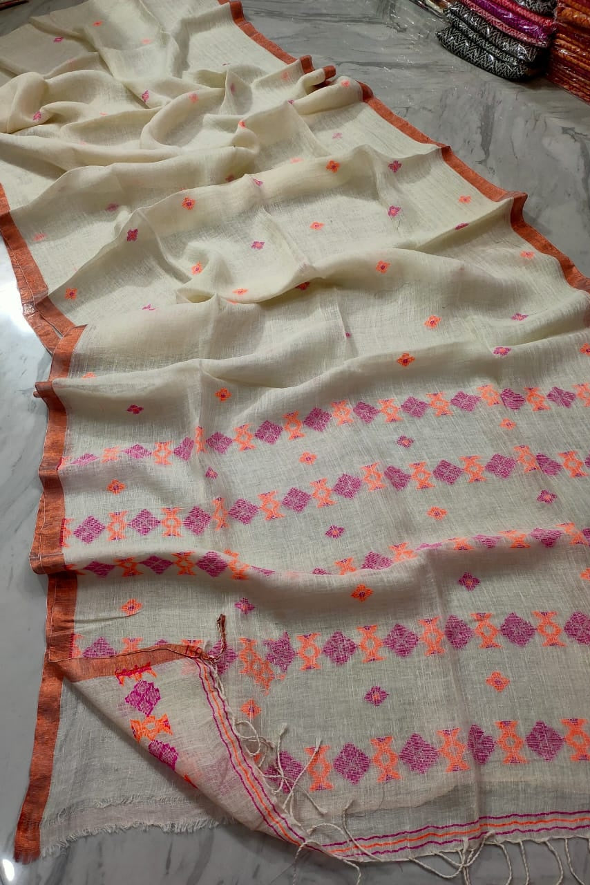 Subheccha Linen Jamdani Saree