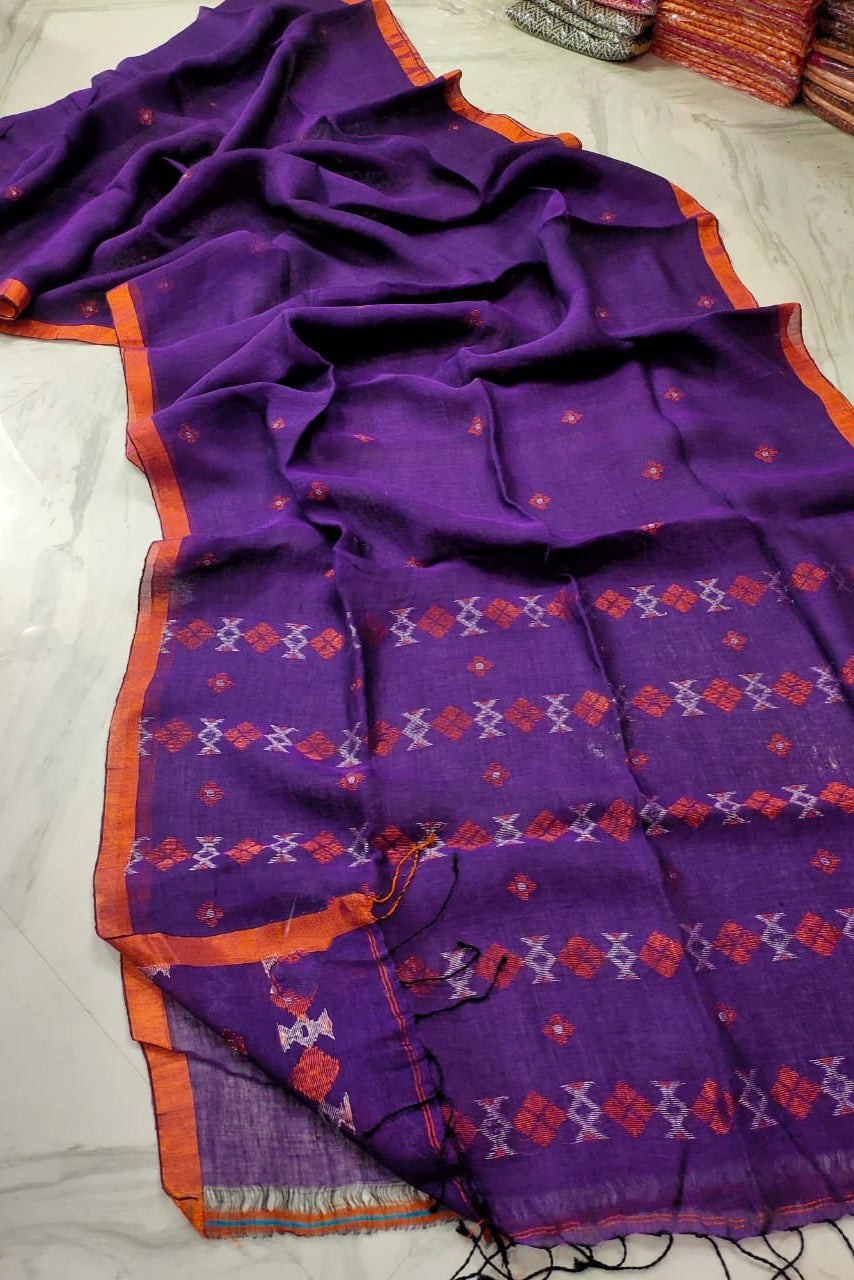 Subheccha Linen Jamdani Saree