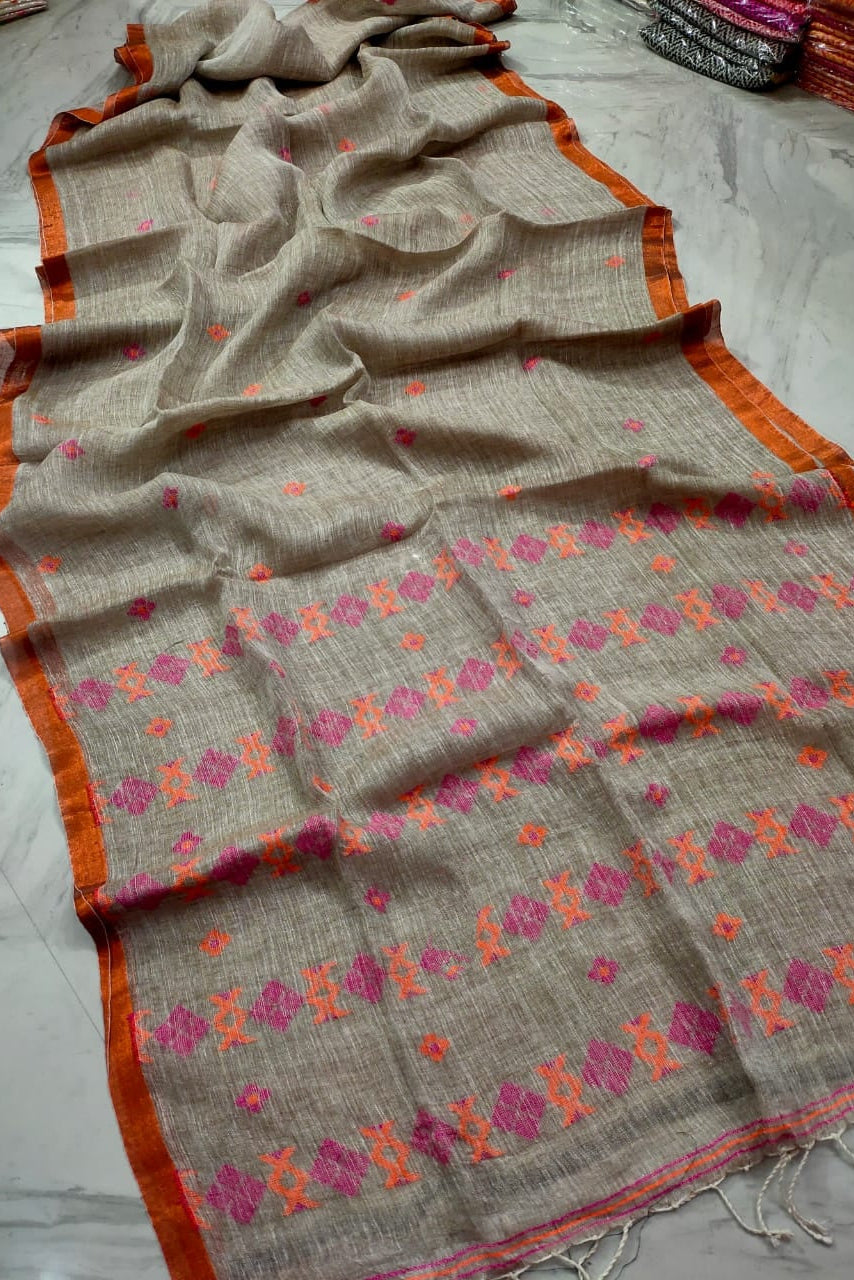 Subheccha Linen Jamdani Saree