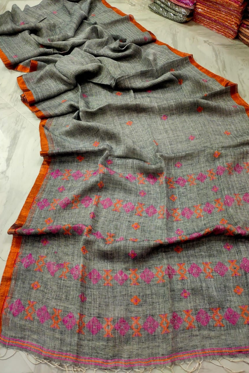 Subheccha Linen Jamdani Saree