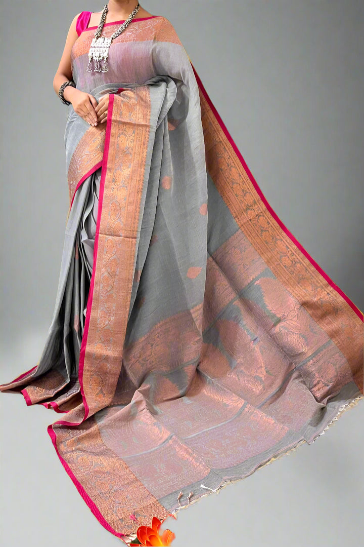 Saahithi Cotton Linen Banarasi Saree