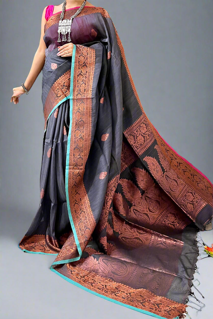 Saahithi Cotton Linen Banarasi Saree