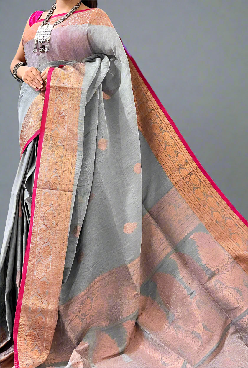 Saahithi Cotton Linen Banarasi Saree