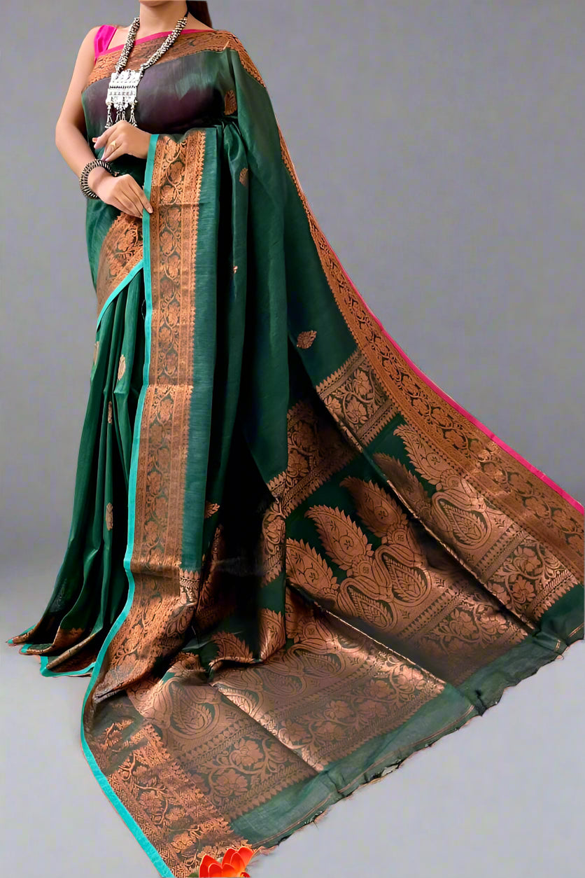 Saahithi Cotton Linen Banarasi Saree