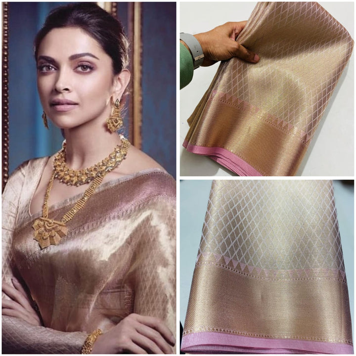 Deepika Padukone Inspires Banarasi Tissue Tanchoi Jamewar Silk Saree