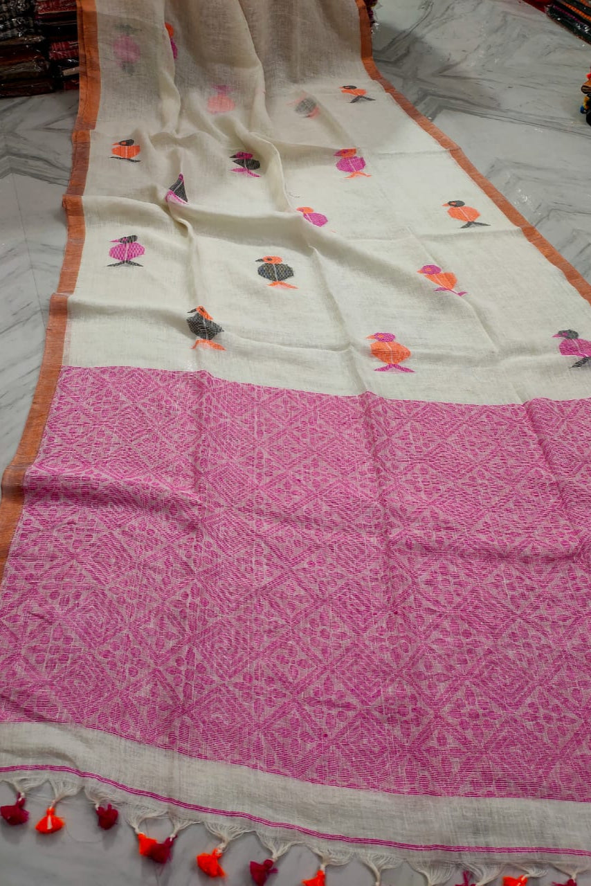 Saanjali Linen Jamdani Saree