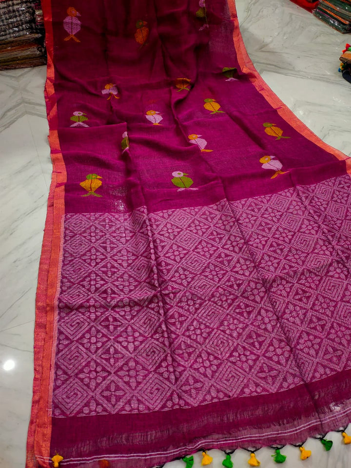 Saanjali Linen Jamdani Saree