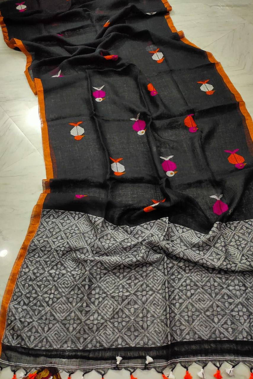 Saanjali Linen Jamdani Saree