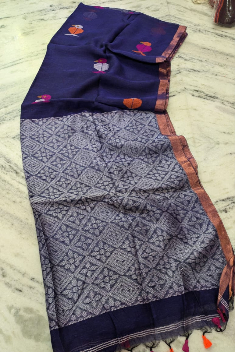 Saanjali Linen Jamdani Saree