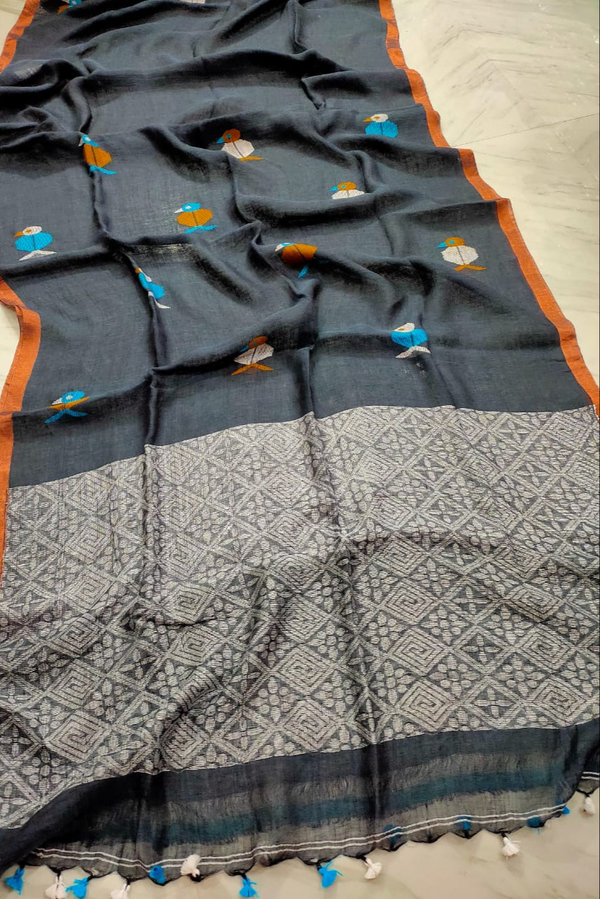 Saanjali Linen Jamdani Saree