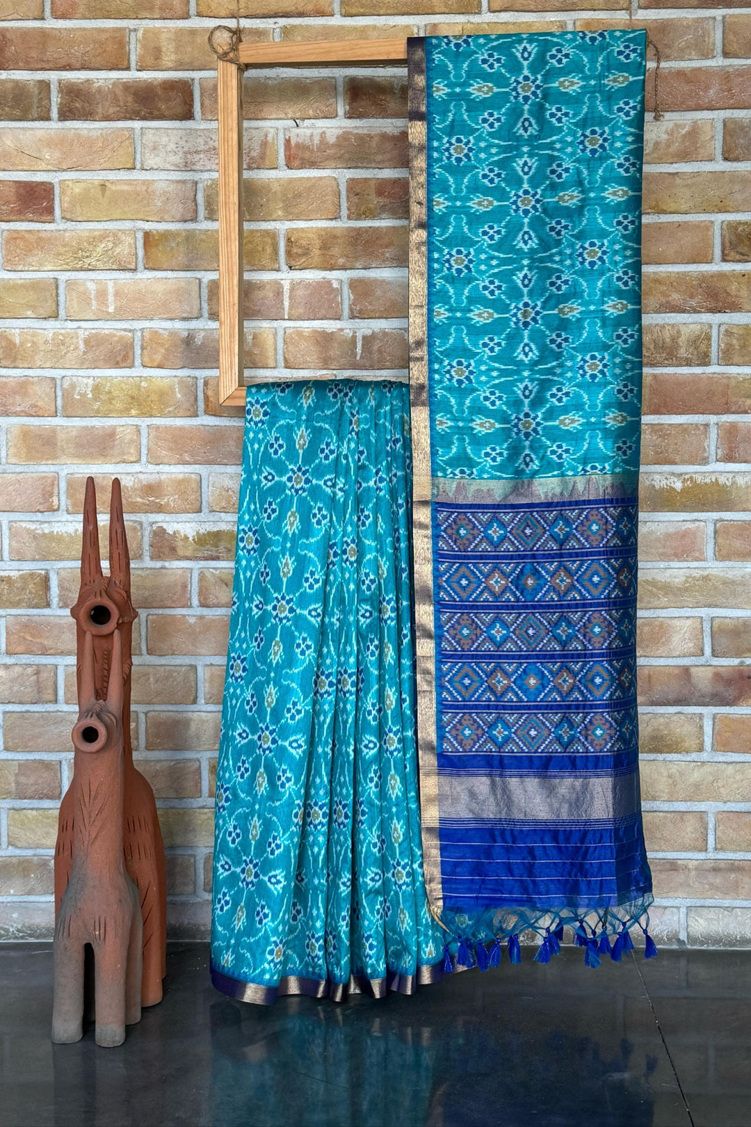 Wander More Tussar Blue Silk Saree