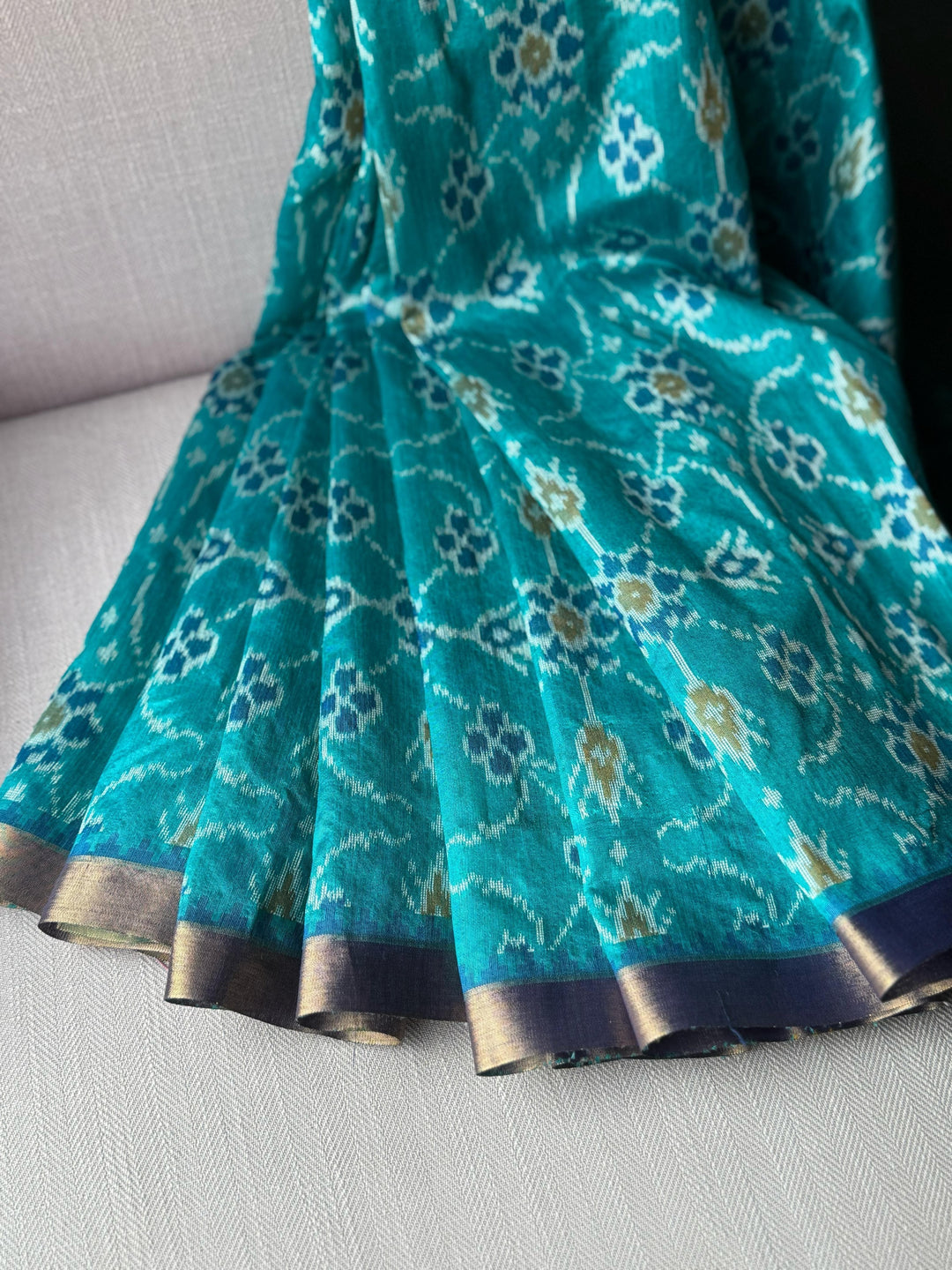 Wander More Tussar Blue Silk Saree