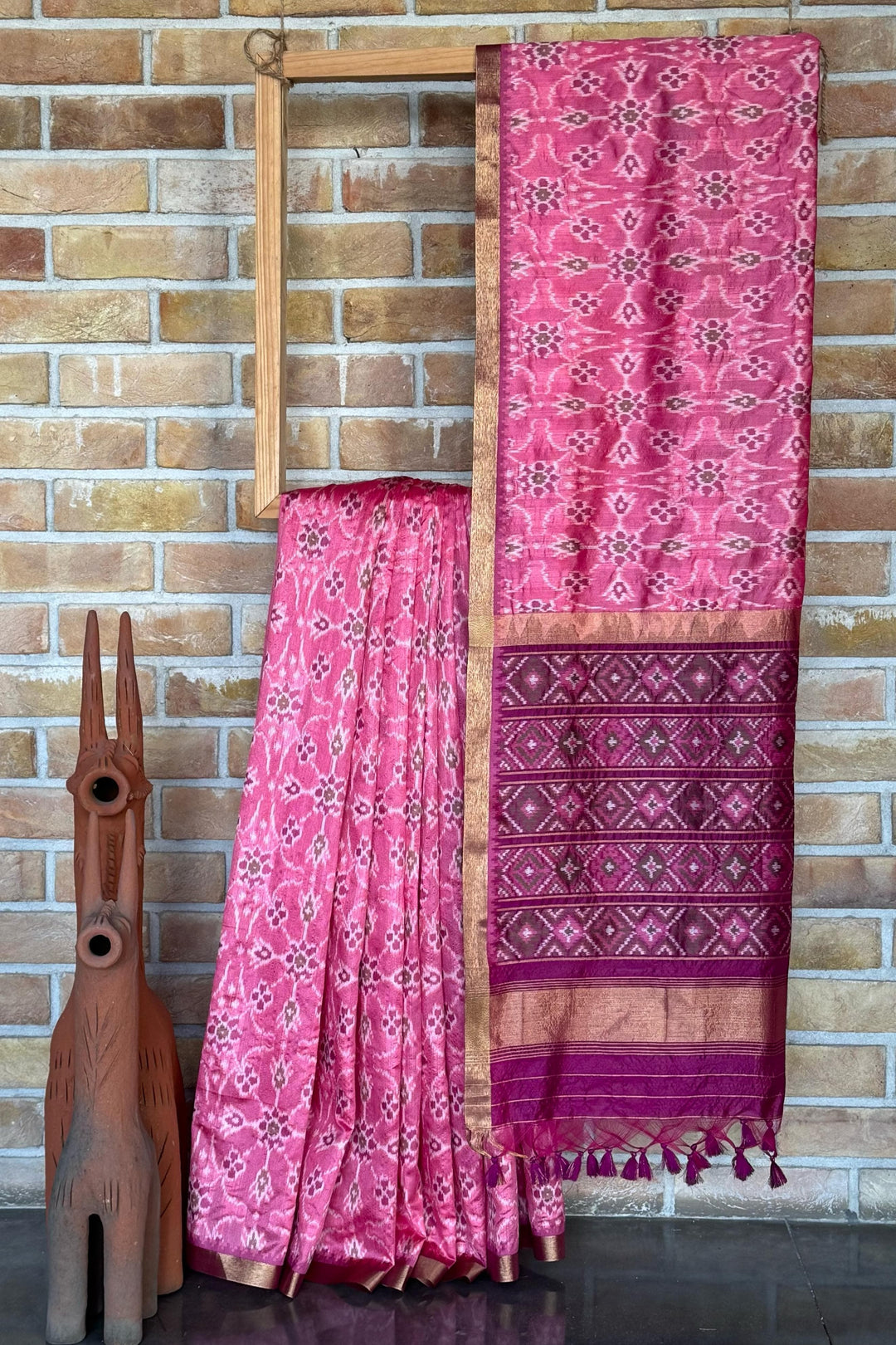 Wander More Tussar Pink Silk Saree