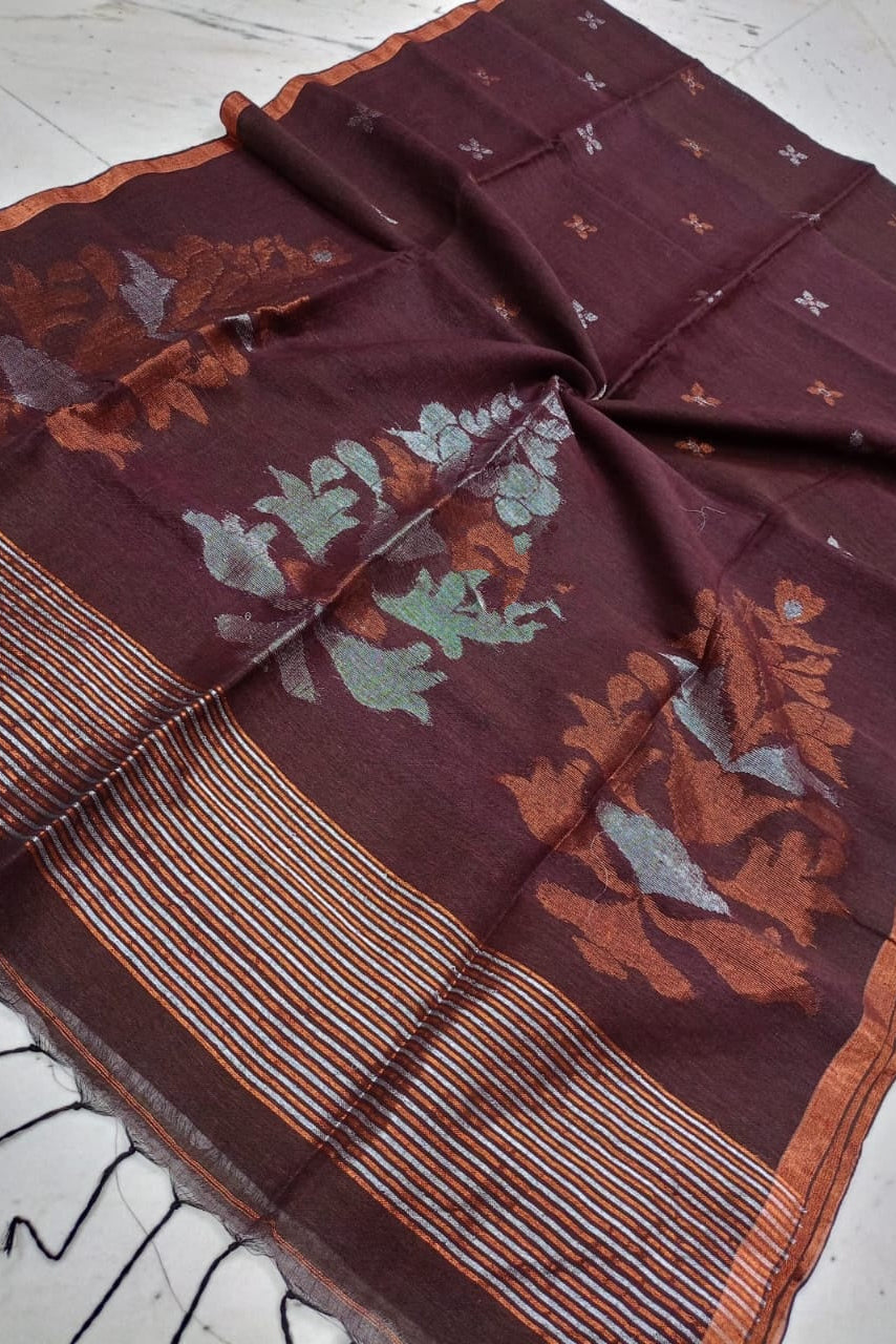 Kaniska Linen Jamdani Saree