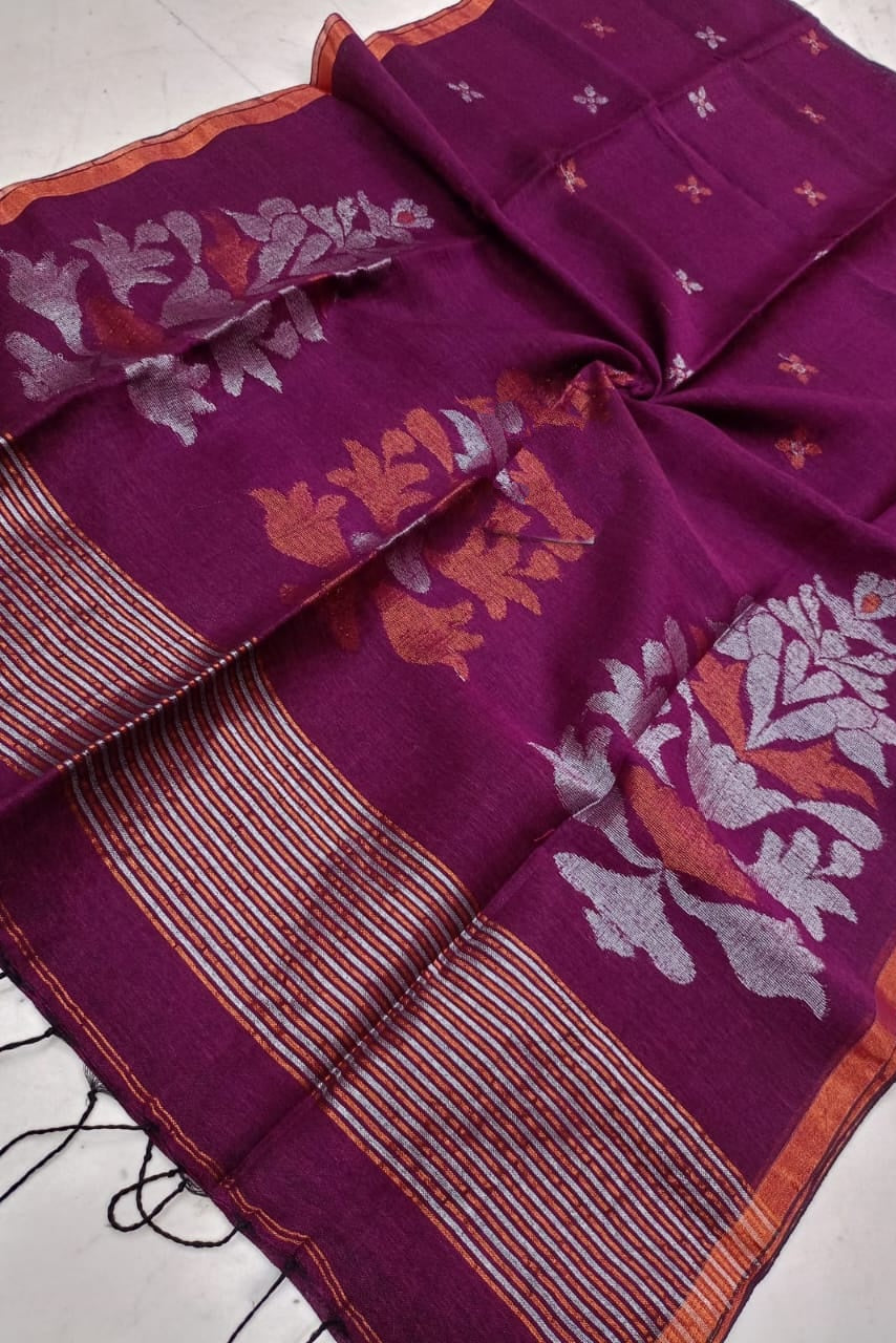 Kaniska Linen Jamdani Saree