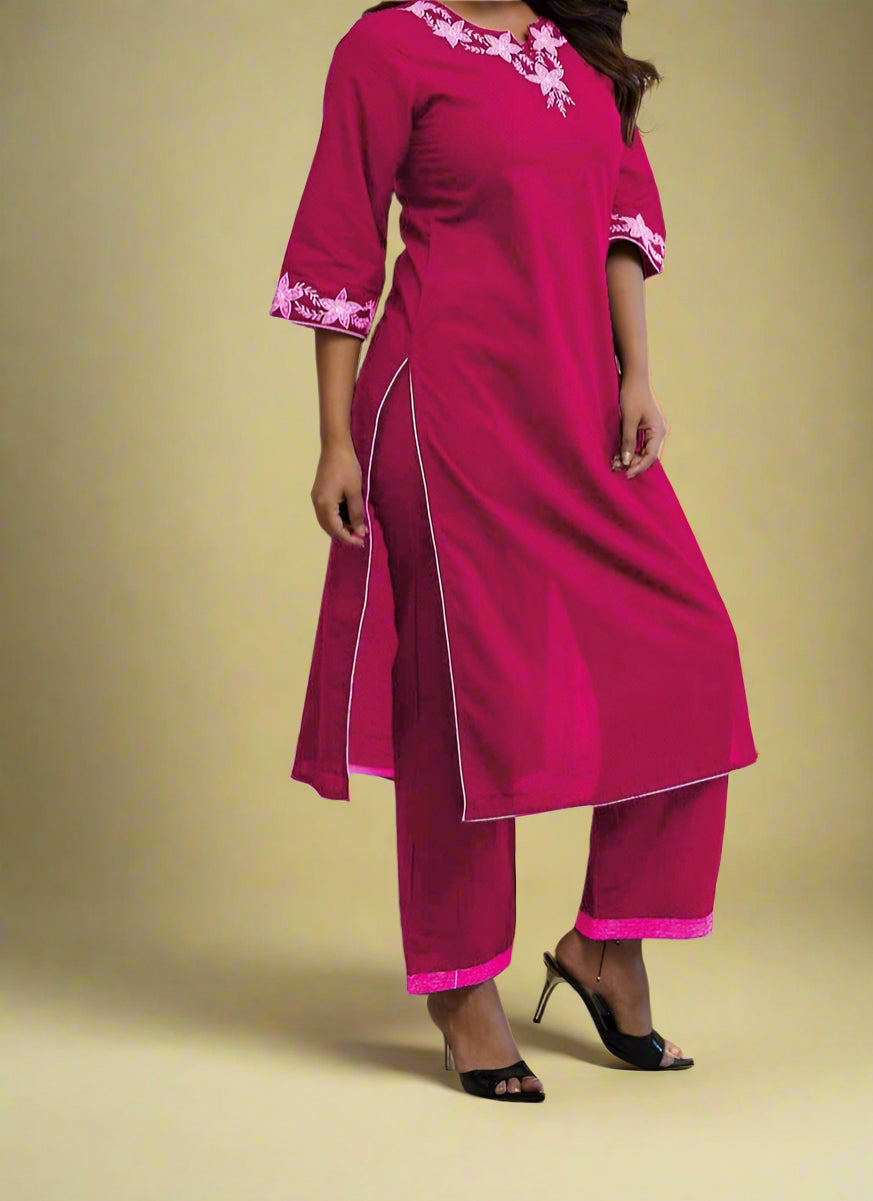 Orchard's Beauty Pink Rayon Kurti Set