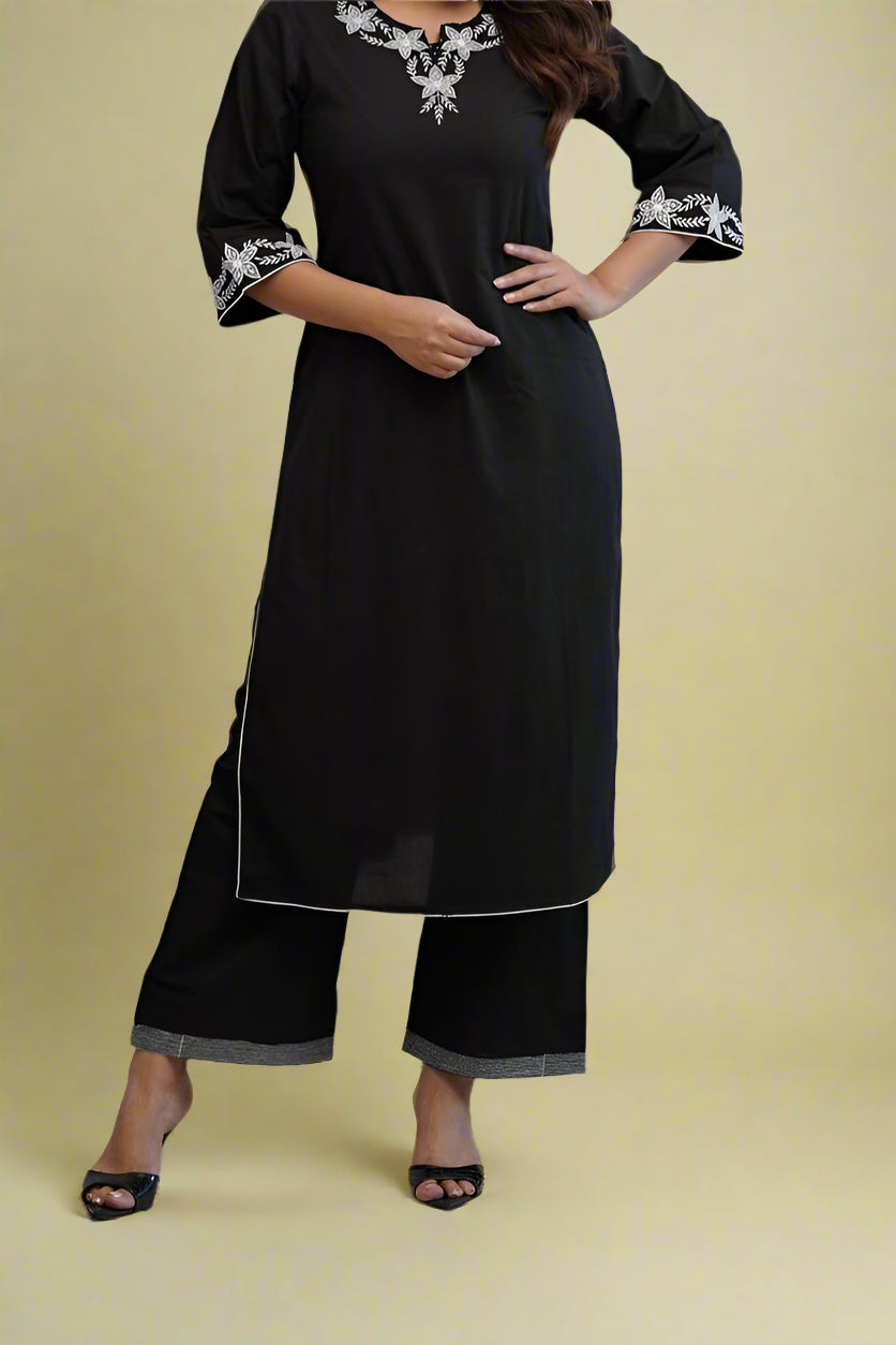 Orchard's Beauty Black Rayon Kurti Set