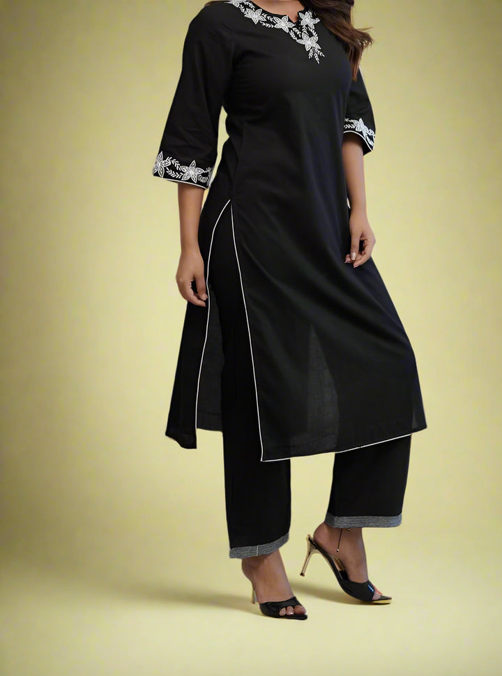 Orchard's Beauty Black Rayon Kurti Set