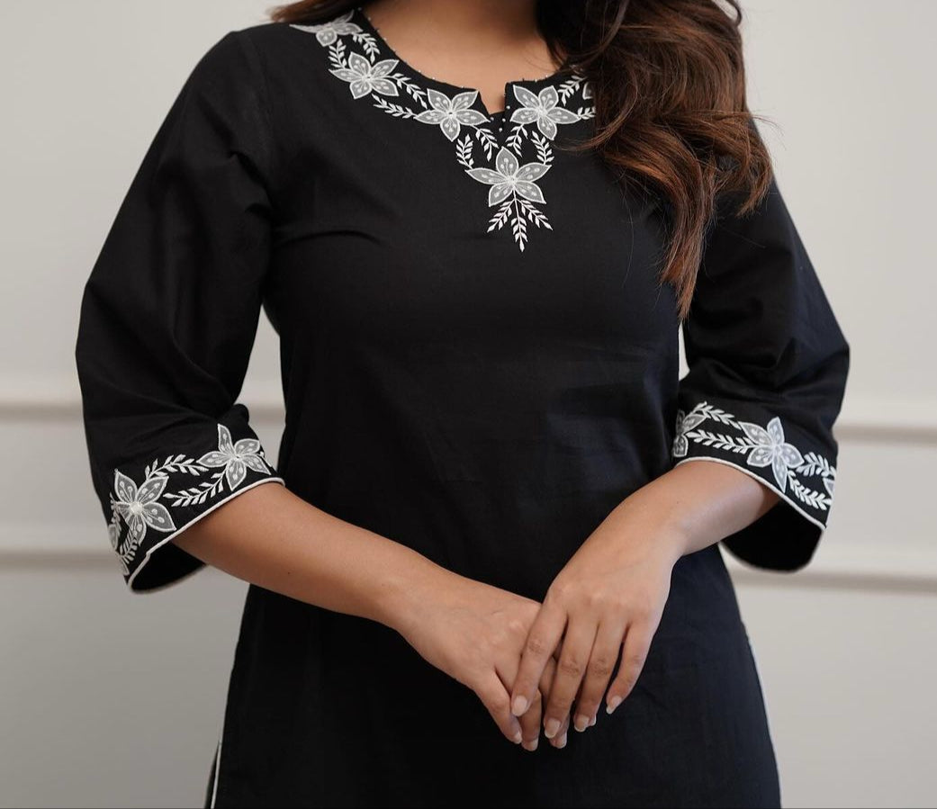 Orchard's Beauty Black Rayon Kurti Set