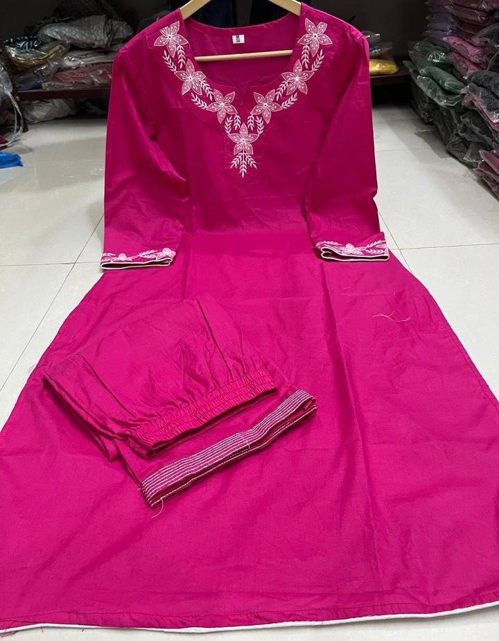 Orchard's Beauty Pink Rayon Kurti Set