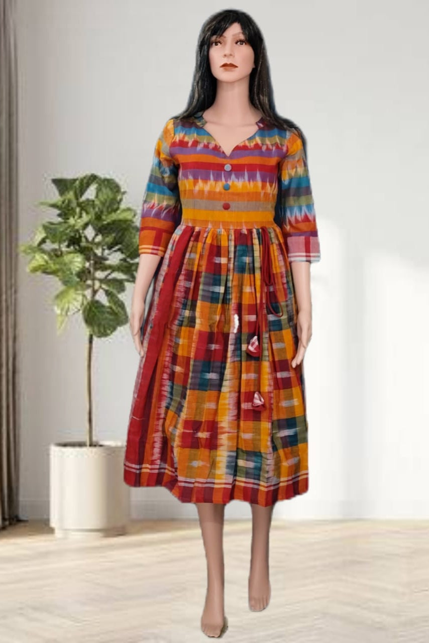 Rangila  - Multicolor Pure Cotton Gamcha Dress