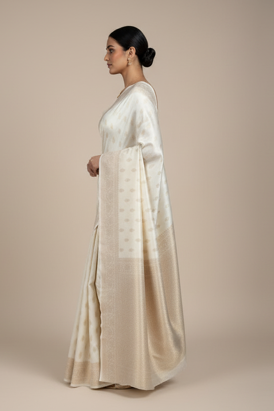 Today’s Treasures White Banarasi Silk Saree