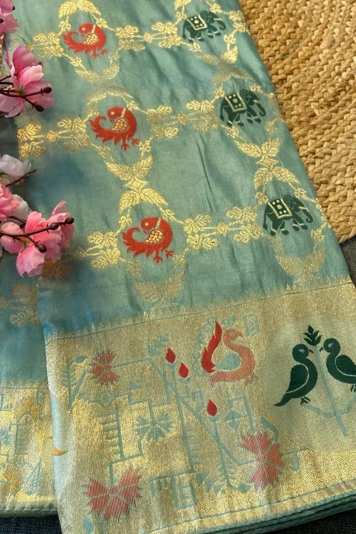 Cross Combination Fancy Silk Saree