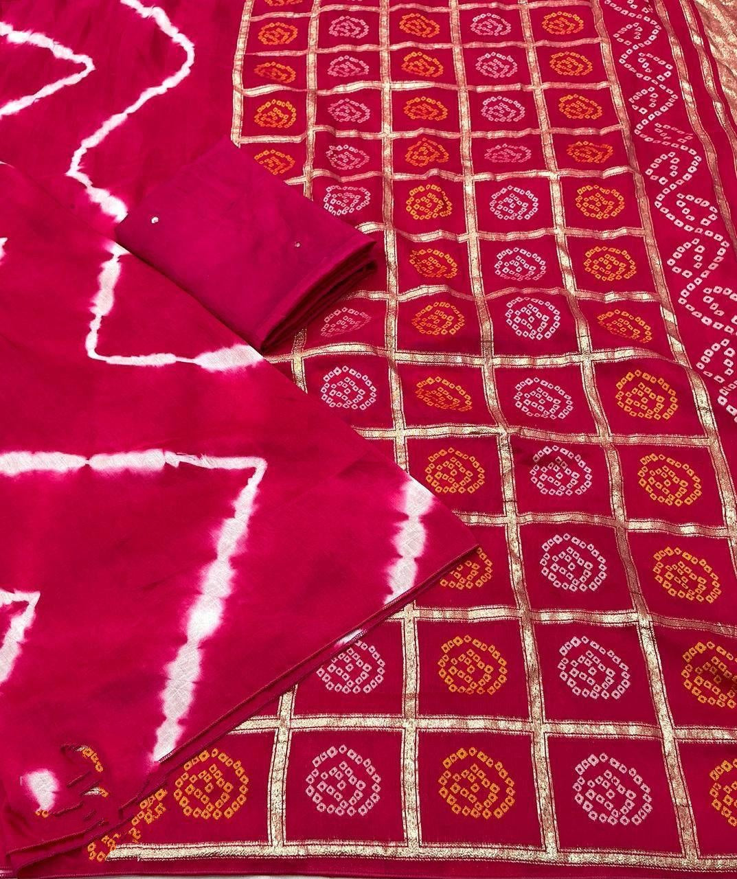 Demanding Leheriya Cotton Crepe Silk