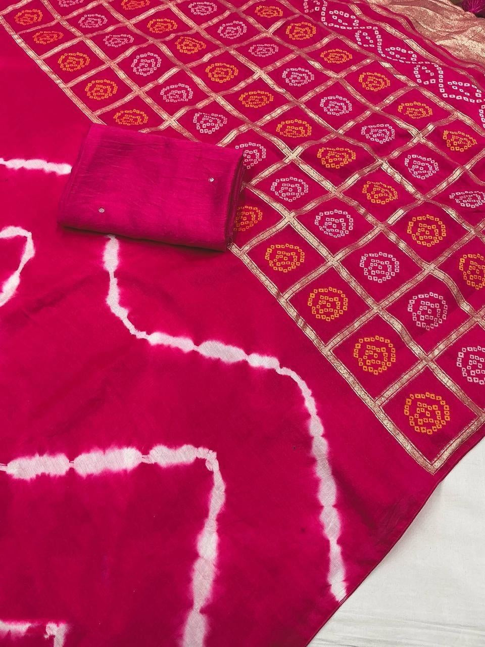 Demanding Leheriya Cotton Crepe Silk