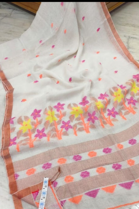 Meyebela Linen Jamdani Saree