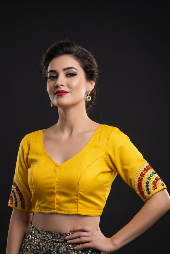 Crafted With Intricate Art Designer Gujrati Cotton Blouse