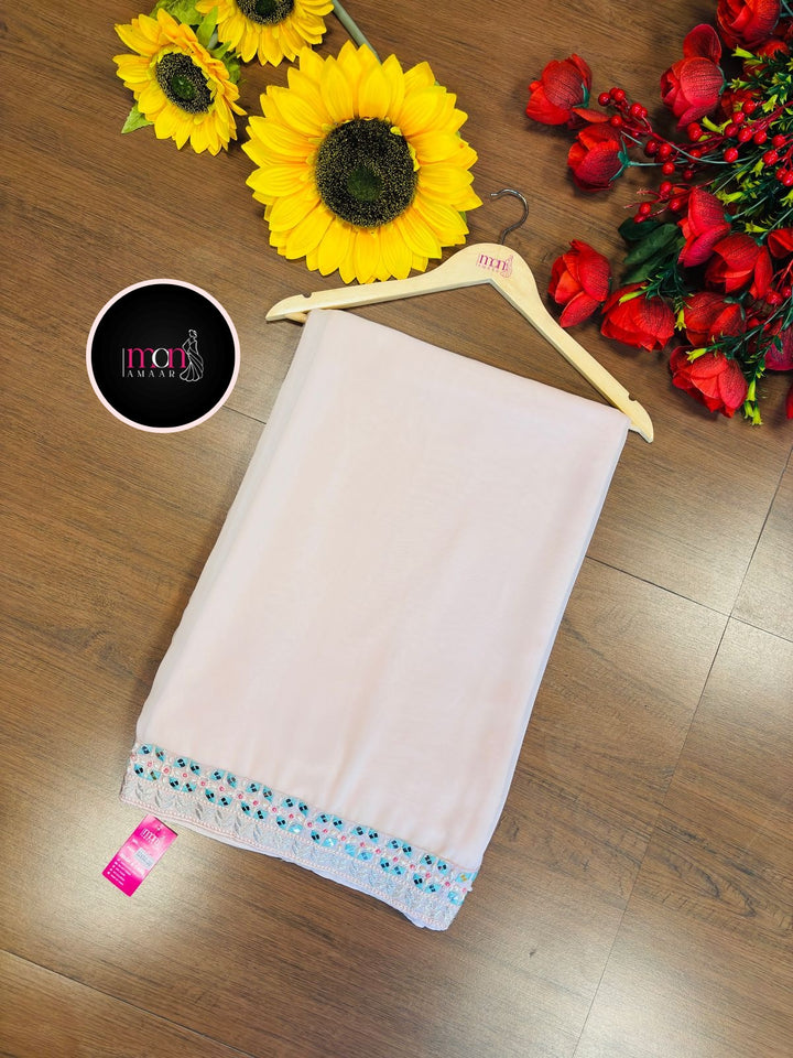 Classy Look Georgette Pink Silk Saree