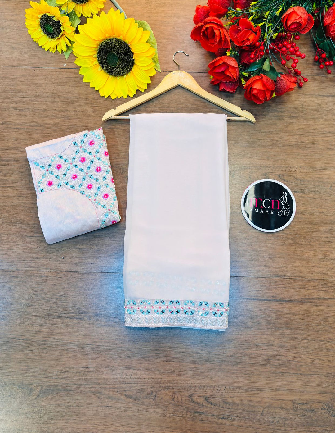 Classy Look Georgette Pink Silk Saree