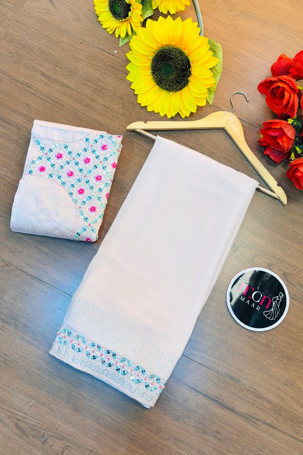 Classy Look Georgette Pink Silk Saree