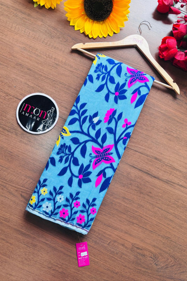 Fuldani Gap Dhakai Jamdani Saree(Blue)