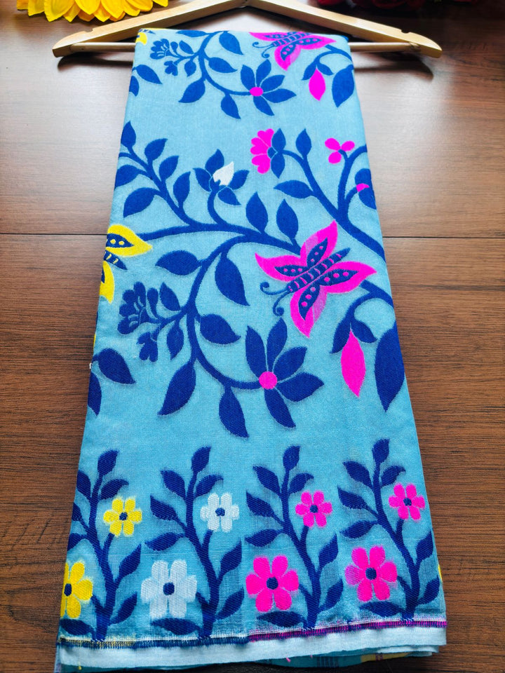 Fuldani Gap Dhakai Jamdani Saree(Blue)