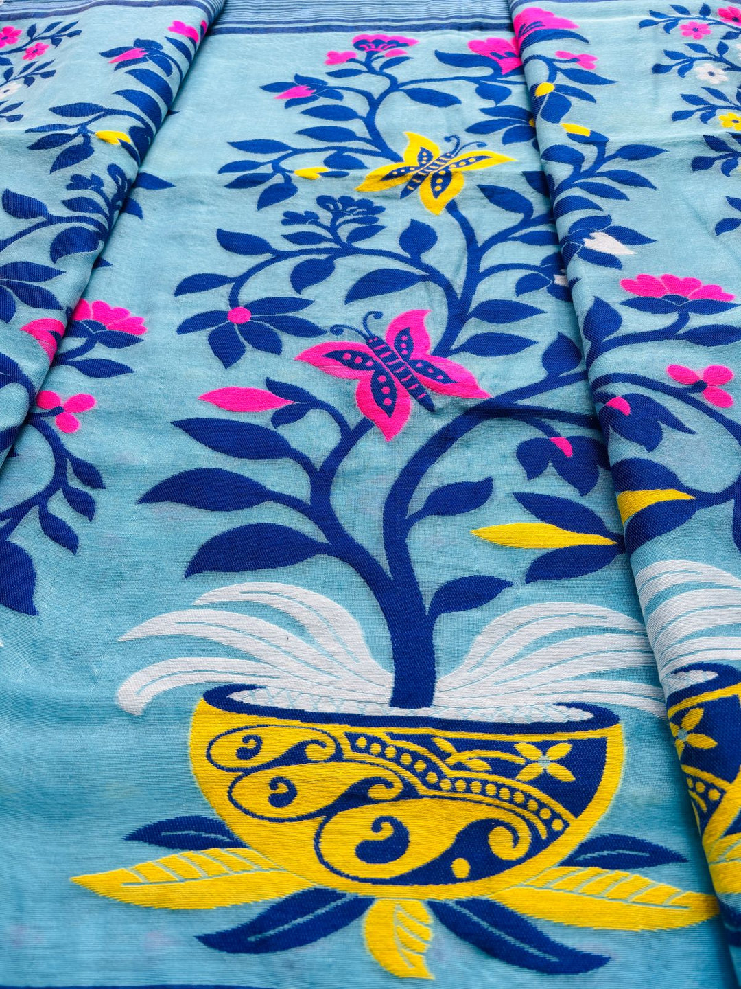 Fuldani Gap Dhakai Jamdani Saree(Blue)