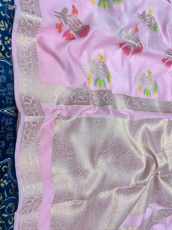 Tradition In Trend Banarasi Semi Georgette Pink Silk Saree