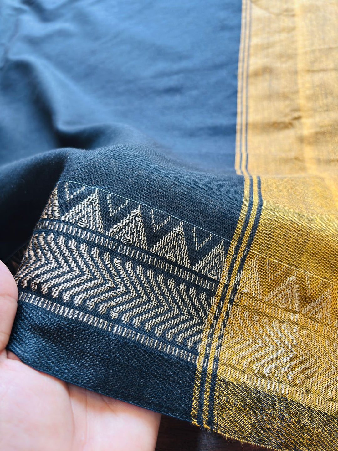 Gratifying Pure Khadi Cotton Black Saree